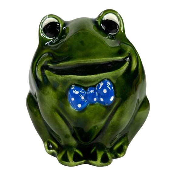 VTG Frog w Bowtie Ceramic Figurine Decor Anthropomorphic ARTIST SIGNED 4.5" EUC - Picture 13 of 16